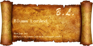Blumm Loránd névjegykártya